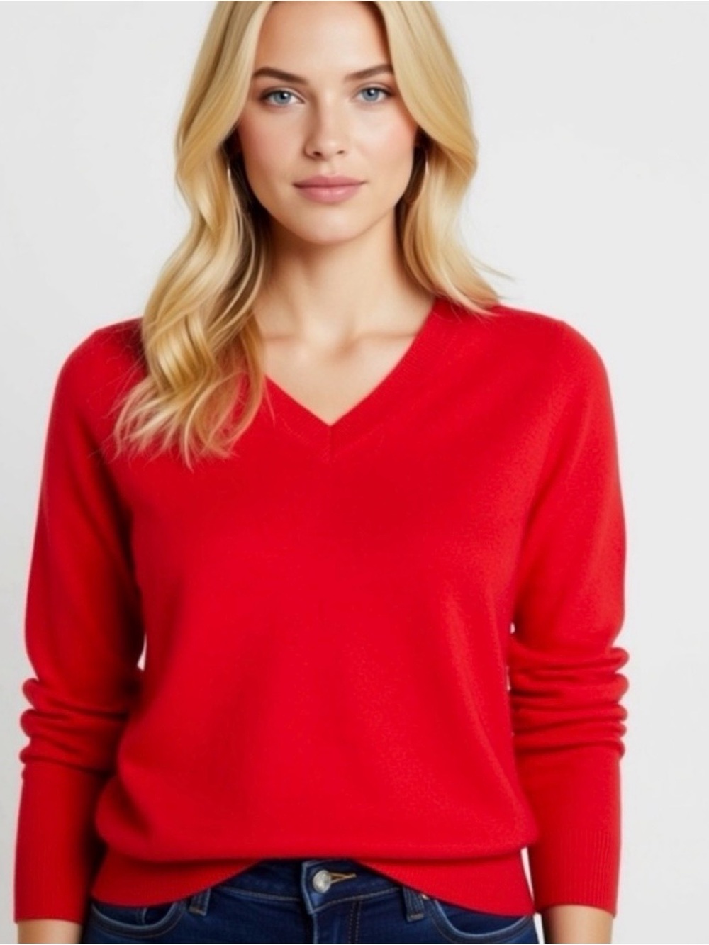 NWT$159 Charter Club Luxury 100% Cashmere V-neck Sweater , Red, S, Small